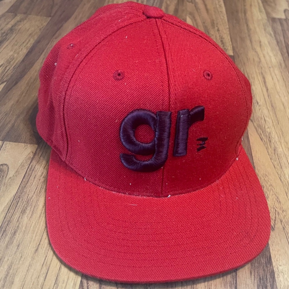 Yupoong The Classics Red Snapback Hat gr Logo Wool Blend Green Underbill OSFA